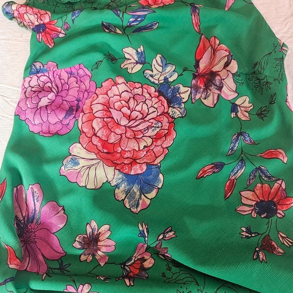 Roz & Ali Floral Green One-Shoulder Asymetrical Dress Size 12 - Picture 10 of 13